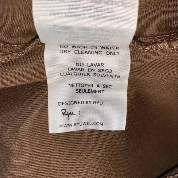 Ryu Anthroplogie Sleeveless Dress Brown With Camel Lace Overlay Fringe Sz Large - Picture 9 of 9